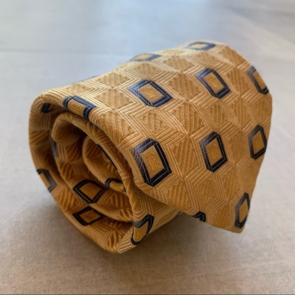 Ermenegildo Zegna Yellow Blue Geometric Tie